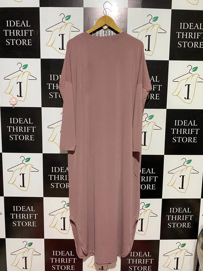 URBAN CULTURE |L| BUST FREE| B45| DUSTY ROSE LONG SLEEVE OVERSIZED MAXI T-SHIRT DRESS