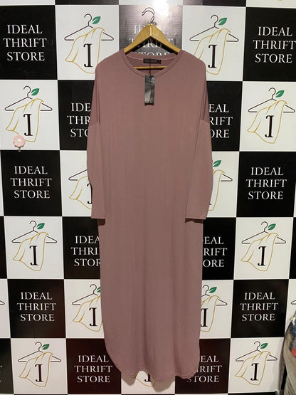 URBAN CULTURE |L| BUST FREE| B45| DUSTY ROSE LONG SLEEVE OVERSIZED MAXI T-SHIRT DRESS