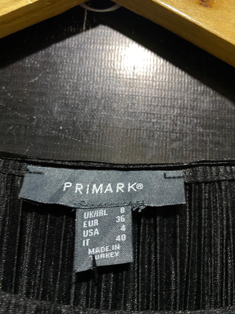 PRIMARK |M| BUST 18| B45| BLACK PLISSÉ LONG SLEEVE MIDI DRESS