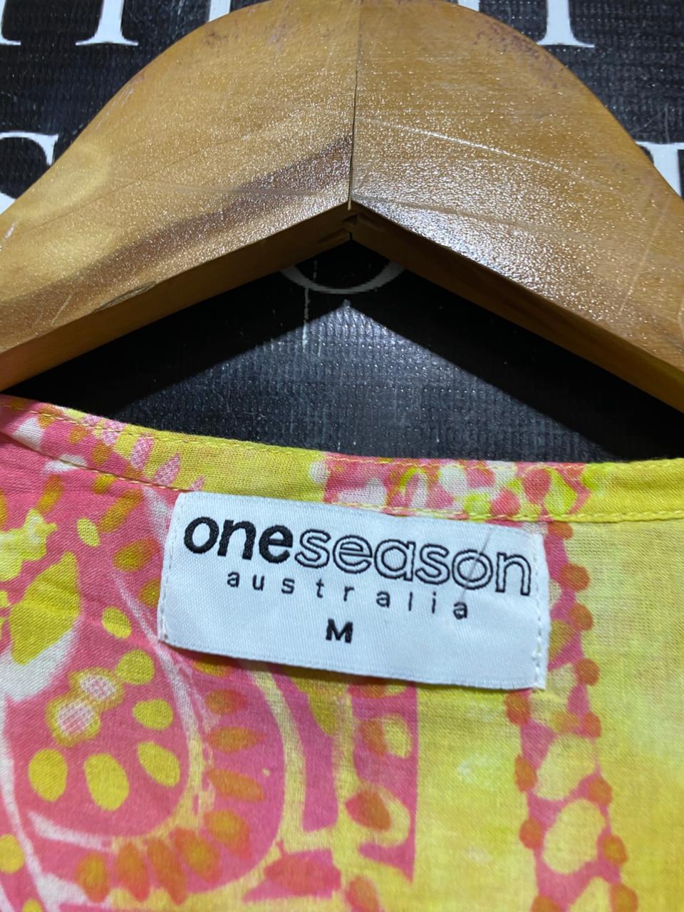 ONE SEASON |L| BUST 19| B45| YELLOW PAISLEY PRINT COTTON RESORT KAFTAN DRESS