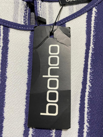 BOOHOO |S| BUST 14| B45| BLUE AND WHITE STRIPED SLEEVELESS WIDE LEG JUMPSUIT