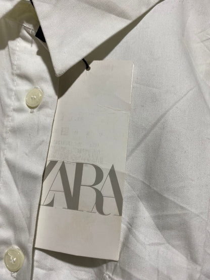 ZARA |L| BUST 17 |B45| WHITE COTTON CROPPED LONG SLEEVE BUTTON-DOWN SHIRT