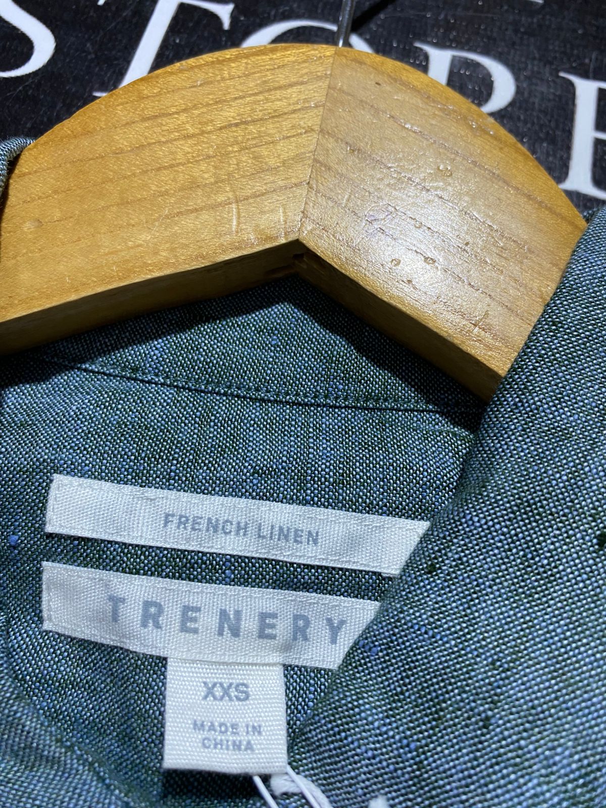 TRENERY |M| BUST 17|B45| SAGE GREEN LINEN LONG SLEEVE BUTTON-DOWN SHIRT