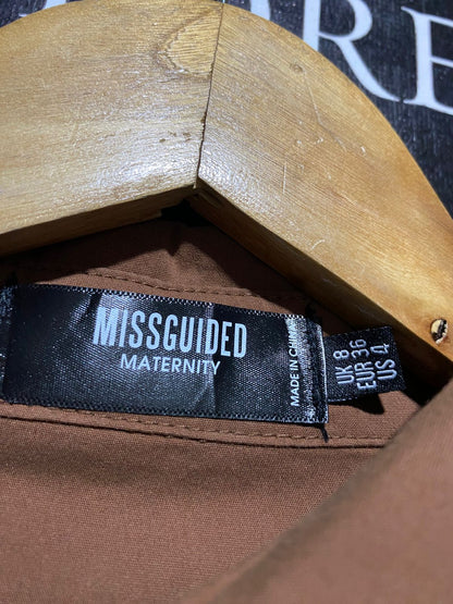 MISS GUIDED |L| BUST 21| B45| BROWN OVERSIZED LONG SLEEVE BUTTON-DOWN SHIRT