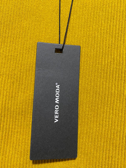 VERO MODA |XS| BUST 13| B45| MUSTARD YELLOW RIBBED SHORT SLEEVE CROP TOP