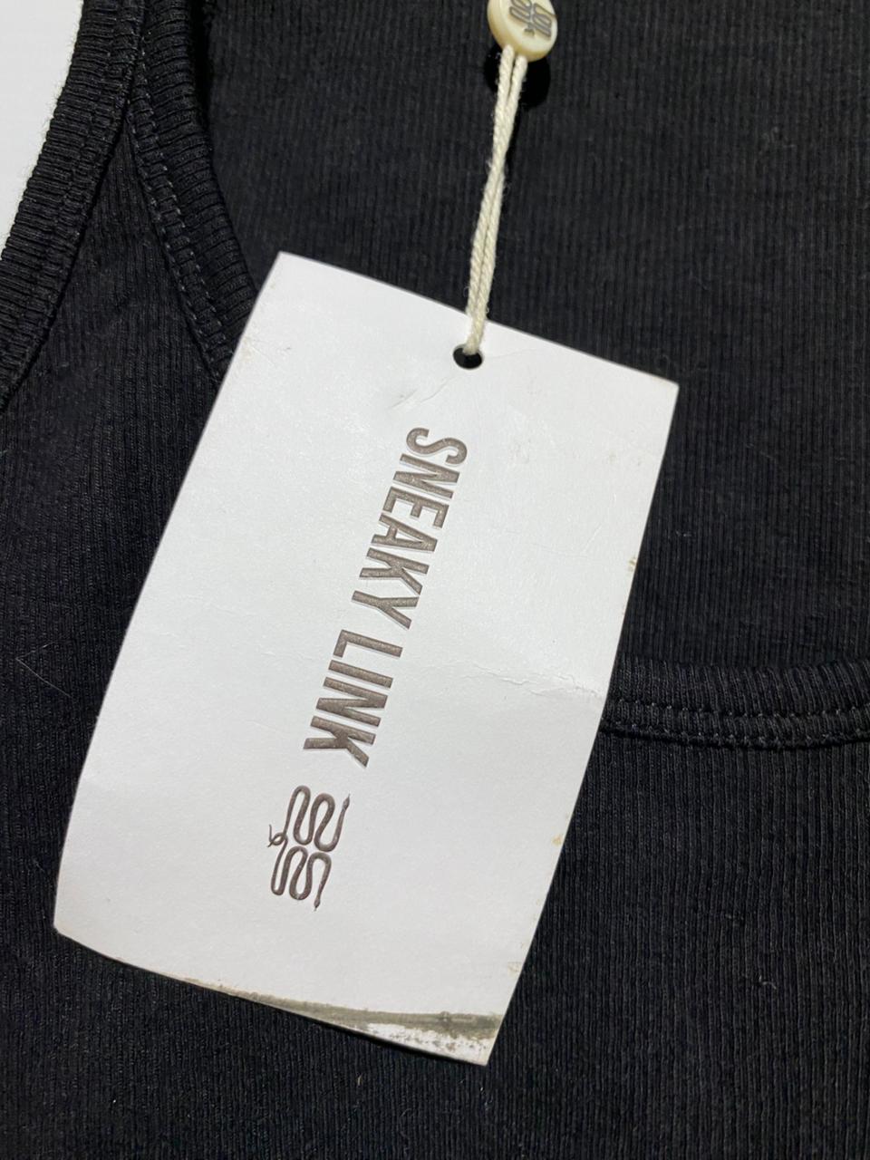 SNEAKY LINK |S| BUST 14| B45| BLACK RIBBED RACERBACK TANK TOP