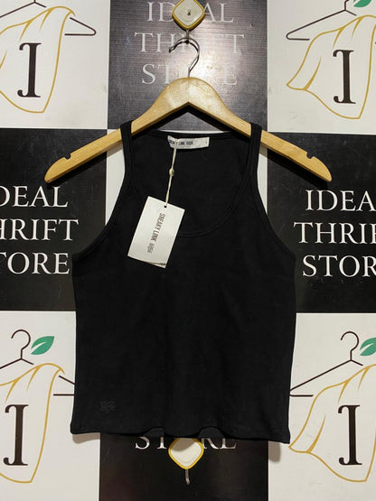 SNEAKY LINK |S| BUST 14| B45| BLACK RIBBED RACERBACK TANK TOP