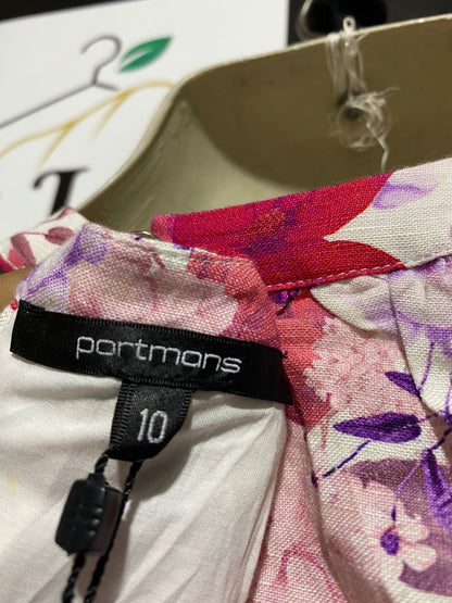 PORTMANS |M| BUST 17| B45| LEOPARD PRINT LONG SLEEVE BUTTON-FRONT MIDI SHIRT DRESS WITH WAIST TIE