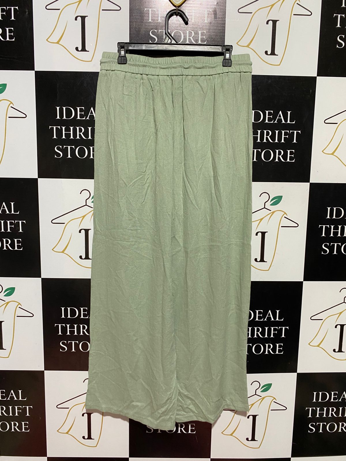 HALARA |L| WAIST 32| B44| SAGE GREEN WIDE LEG PANTS - NWT ELASTIC WAIST DRAWSTRING LOUNGE TROUSERS