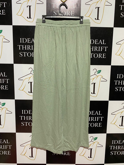 HALARA |L| WAIST 32| B44| SAGE GREEN WIDE LEG PANTS - NWT ELASTIC WAIST DRAWSTRING LOUNGE TROUSERS