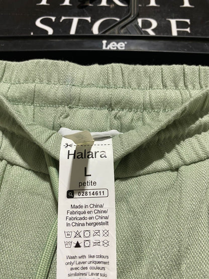 HALARA |L| WAIST 32| B44| SAGE GREEN WIDE LEG PANTS - NWT ELASTIC WAIST DRAWSTRING LOUNGE TROUSERS