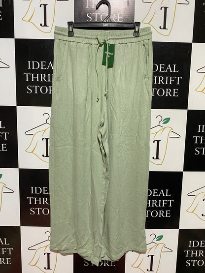 HALARA |L| WAIST 32| B44| SAGE GREEN WIDE LEG PANTS - NWT ELASTIC WAIST DRAWSTRING LOUNGE TROUSERS