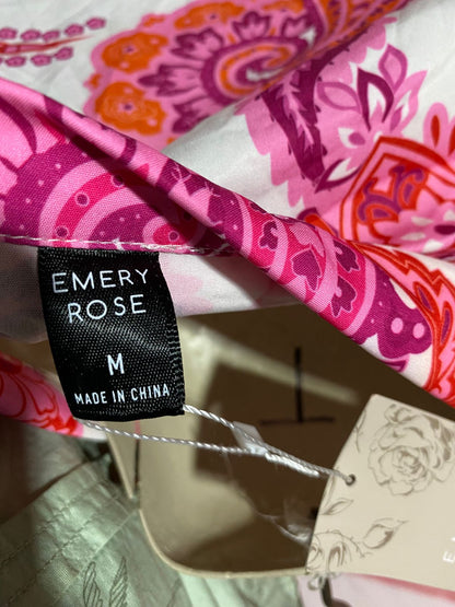 EMERY ROSE |L| WAIST 19| B44| VIBRANT PINK PAISLEY SHIRT DRESS - FLUTTER SLEEVE BUTTON DOWN MAXI DRESS