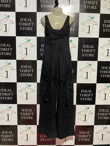 PRETTYLITTLE THING |S| BUST 16| B44| BLACK WIDE LEG CARGO JUMPSUIT - SLEEVELESS UTILITY STREETWEAR ONE-PIECE WITH STRAPS