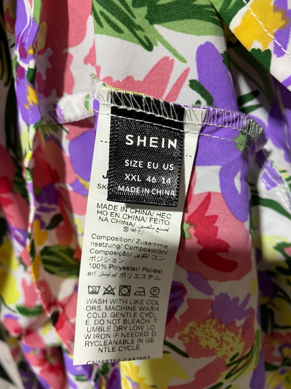 SHEIN |XL| BUST 17| B44| VIBRANT MULTICOLOR FLORAL MAXI DRESS - PUFF SLEEVE SQUARE NECK EMPIRE WAIST SUNDRESS