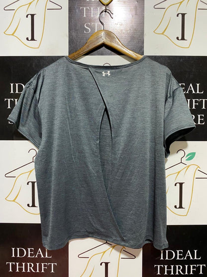 UNDER ARMOUR |XL| BUST 22| B44| CHARCOAL GREY HEATGEAR T-SHIRT - OVERSIZED SHORT SLEEVE ATHLETIC TOP