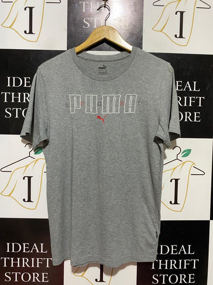 PUMA |S| BUST 19| B44| HEATHER GREY LOGO T-SHIRT - CASUAL SHORT SLEEVE SPORT TEE