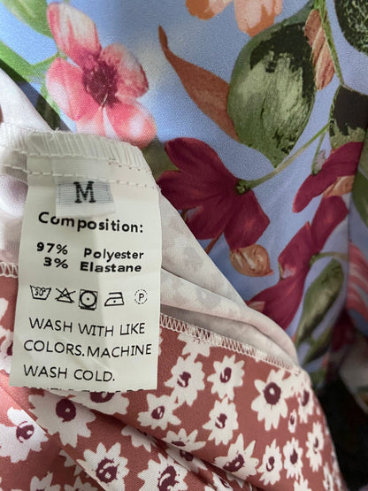 |M| BUST 17| B44| BOHO PATCHWORK FLORAL MAXI DRESS - TIERED V-NECK FLUTTER SLEEVE MIXED PRINT SUNDRESS