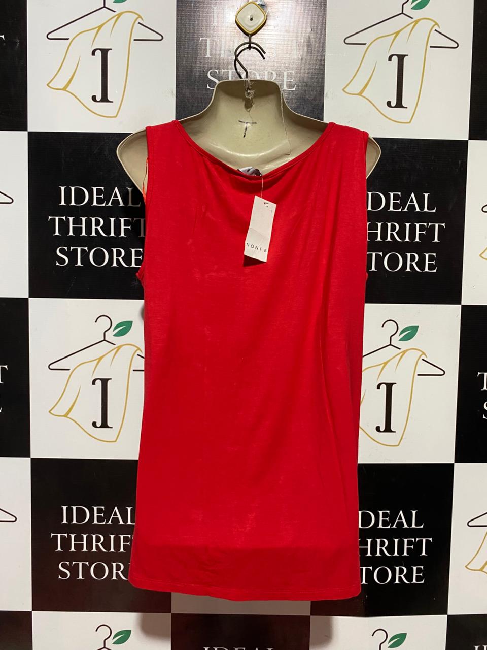 NONI B |M| BUST 21| B44| CHERRY RED BASIC TANK TOP - CASUAL SCOOP NECK SLEEVELESS LAYERING CAMI