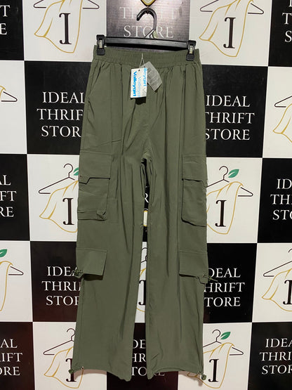 VALLEY GIRL |S| WAIST 25| B44| KHAKI OLIVE CARGO PANTS - NWT HIGH WAIST ADJUSTABLE TOGGLE UTILITY TROUSERS
