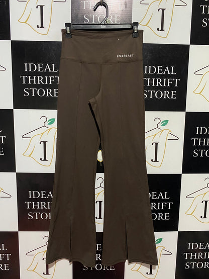 EVERLAST |S| WAIST 25| B44| ESPRESSO BROWN FLARED LEGGINGS - HIGH WAIST FRONT SLIT ACTIVEWEAR PANTS