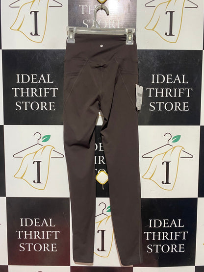HYPERLUXE |XXS| WAIST 19| B44| COCOA BROWN HIGH-WAISTED LEGGINGS - NWT PERFORMANCE WORKOUT TIGHTS WITH POCKETS