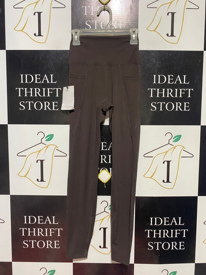 HYPERLUXE |XXS| WAIST 19| B44| COCOA BROWN HIGH-WAISTED LEGGINGS - NWT PERFORMANCE WORKOUT TIGHTS WITH POCKETS