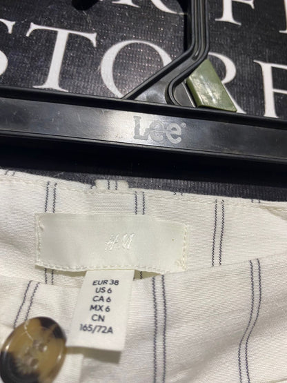 H&M |L| WAIST 31| B44| WHITE VERTICAL STRIPE WIDE LEG PANTS