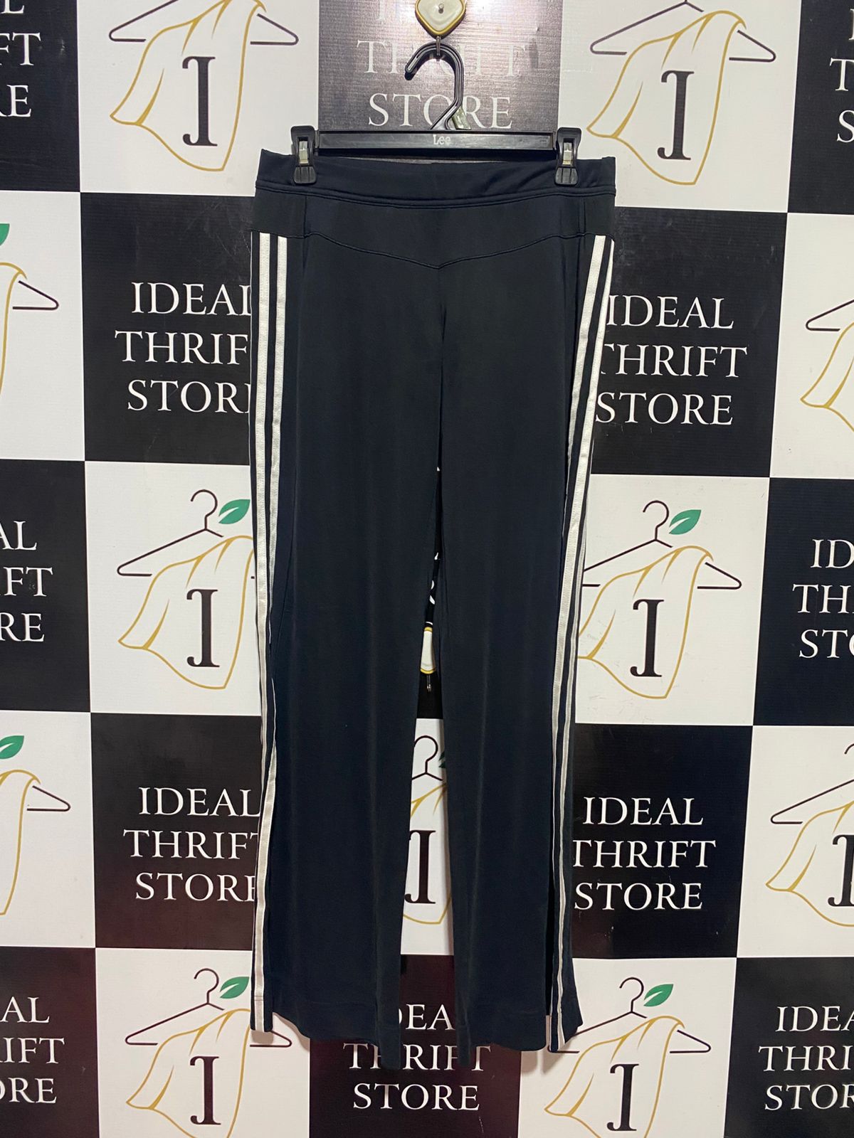 ADIDAS |L| WAIST 30| B44| BLACK ATHLETIC TRACK PANTS WITH SIDE STRIPES