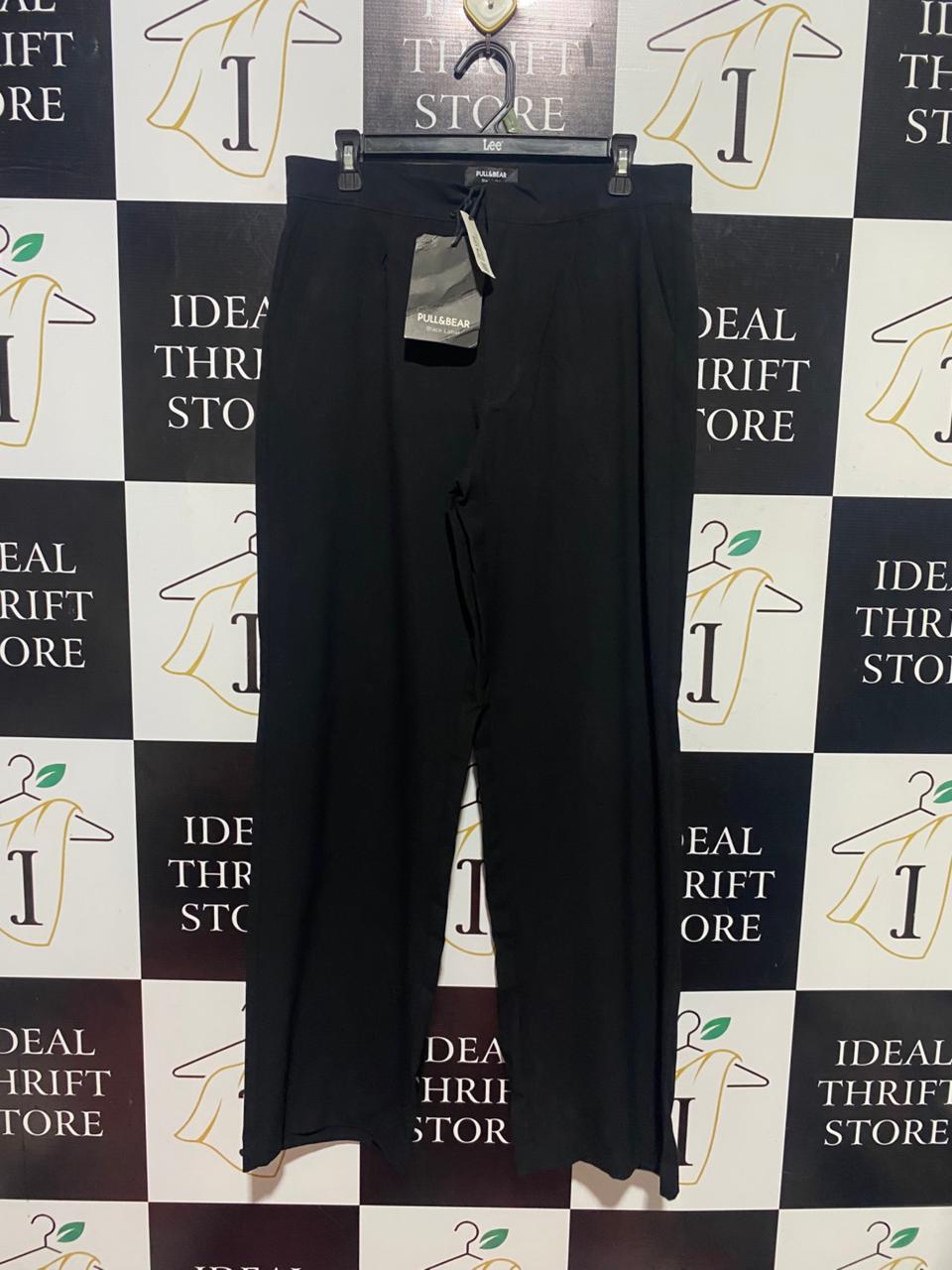 PULL & BEAR |L| WAIST 32| B44| BLACK LABEL WOMEN'S BLACK STRAIGHT LEG PANTS