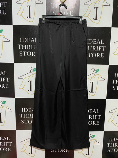 GLASSON |M| WAIST 28| B44| BLACK SATIN WIDE LEG DRAWSTRING PANTS WITH TAGS