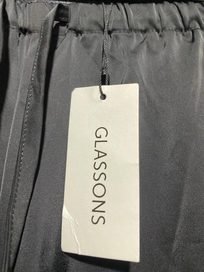 GLASSON |M| WAIST 28| B44| BLACK SATIN WIDE LEG DRAWSTRING PANTS WITH TAGS