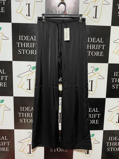 GLASSON |M| WAIST 28| B44| BLACK SATIN WIDE LEG DRAWSTRING PANTS WITH TAGS