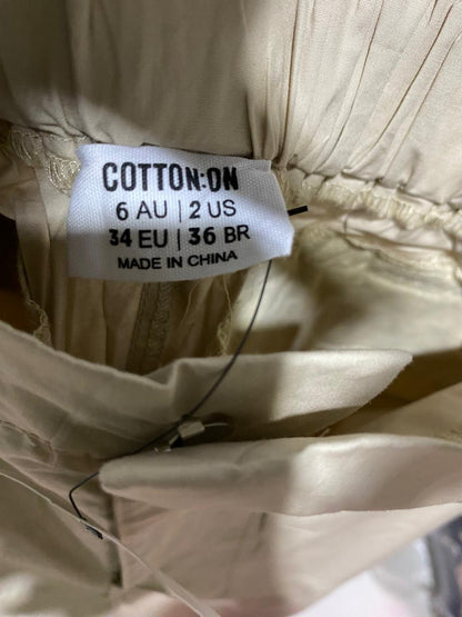 COTTON ON |S| WAIST 26| B44| WOMEN'S BEIGE HIGH WAISTED WIDE LEG CARGO PANTS