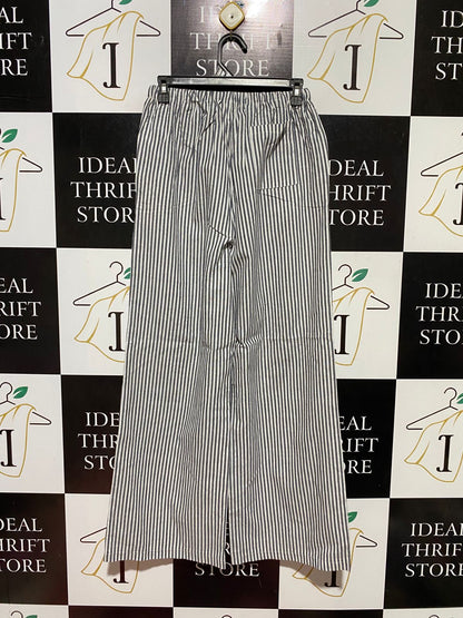 MUSERA |S| WAIST 25| B44| WOMEN'S NAVY AND WHITE STRIPED WIDE LEG DRAWSTRING PANTS