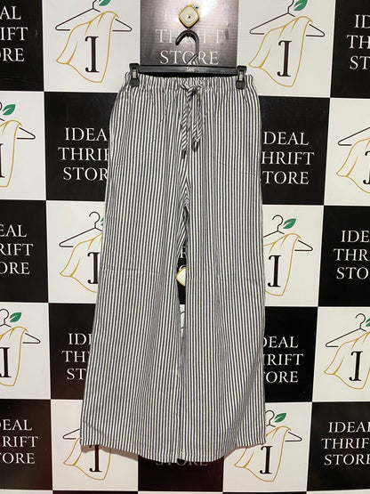 MUSERA |S| WAIST 25| B44| WOMEN'S NAVY AND WHITE STRIPED WIDE LEG DRAWSTRING PANTS