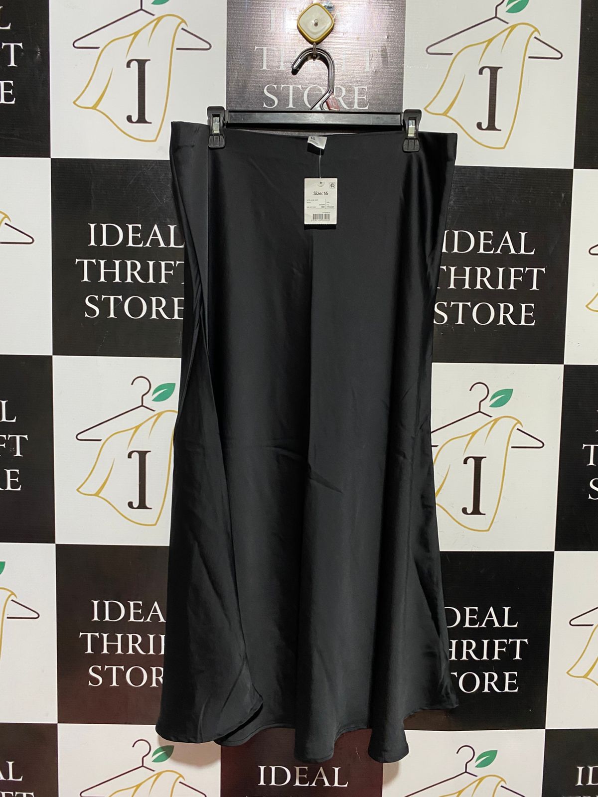 ANKO |XL| WAIST 34| B44| WOMEN'S BLACK SATIN SLIP MIDI SKIRT WITH TAGS