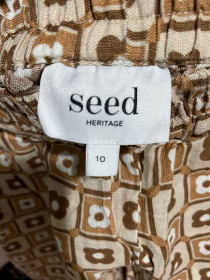 SEED |S| WAIST 26| B44| VINTAGE GEOMETRIC FLORAL PRINT WIDE-LEG PANTS WITH ELASTIC WAISTBAND