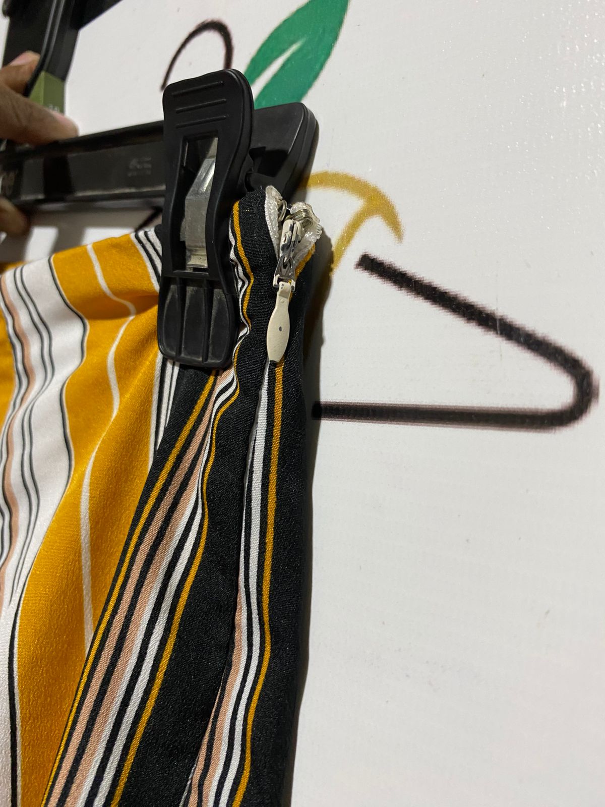 JAPNA |S| WAIST 25| B44| VINTAGE VERTICAL STRIPED WIDE-LEG PANTS IN MUSTARD YELLOW, BLACK, AND WHITE