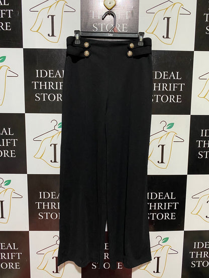 |M| WAIST 28| B44| CHIC BLACK HIGH-WAISTED SAILOR PANTS WITH GOLD ACCENT BUTTONS