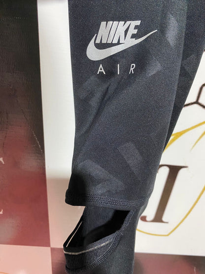 NIKE |XS| WAIST 22| B44| HIGH-WAISTED BLACK TONAL LOGO RUNNING LEGGINGS WITH CUT-OUT ANKLE DETAILS