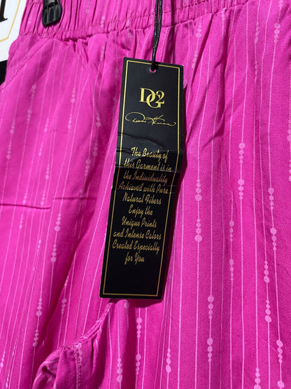 DG2 |M| WAIST 28| B44| HOT PINK STRIPED WIDE-LEG PANTS WITH ELASTIC WAISTBAND