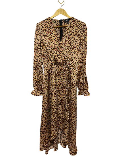 AX PARIS |M| BUST 18| B45| LEOPARD PRINT WRAP MIDI DRESS