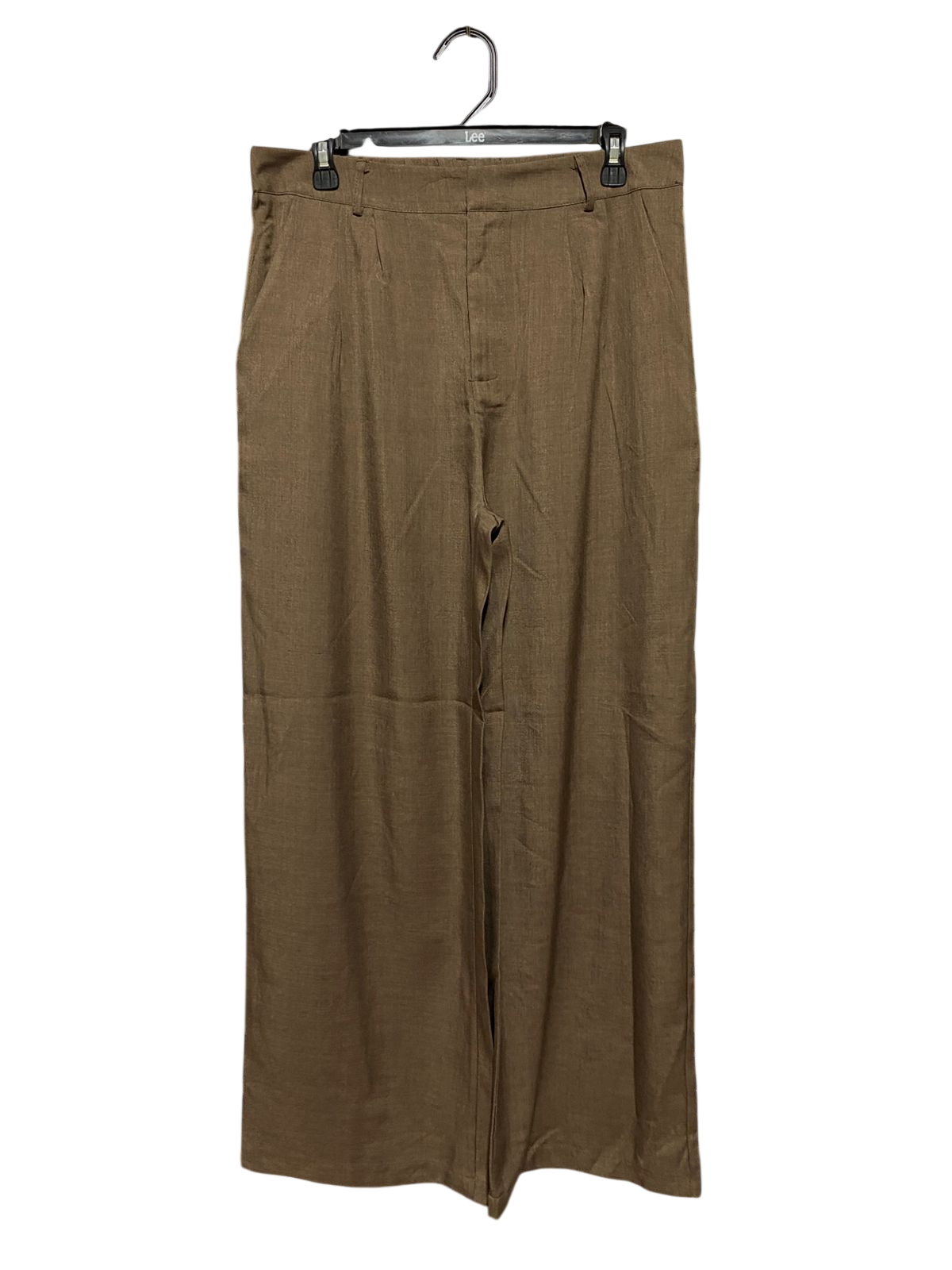 |XL| WAIST 32| B45| EARTHY BROWN TAILORED WIDE-LEG LINEN-BLEND TROUSERS