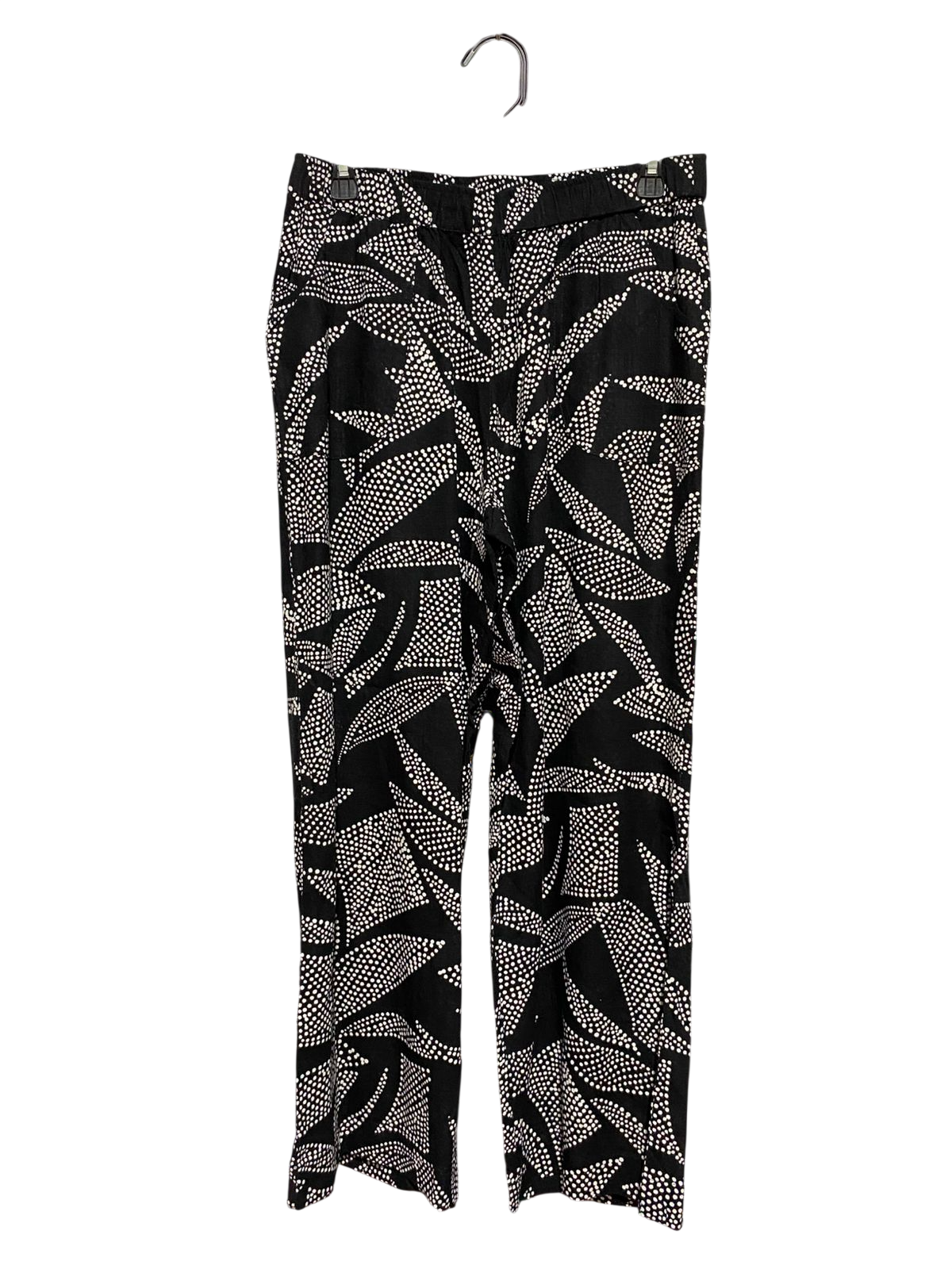 BLACK PEPPER |L| WAIST 29| B45| BLACK AND WHITE GEOMETRIC DOT PRINT STRAIGHT-LEG PANTS