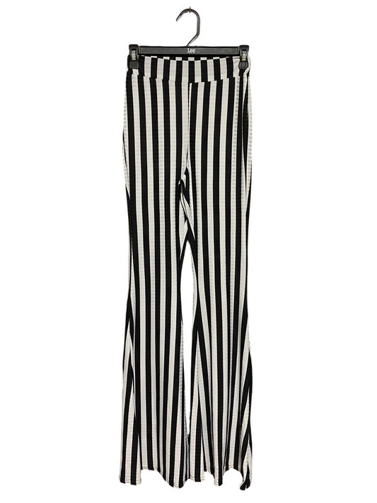 MISSPAP |XS| WAIST 24| B45| BLACK AND WHITE VERTICAL STRIPE FLARED PANTS