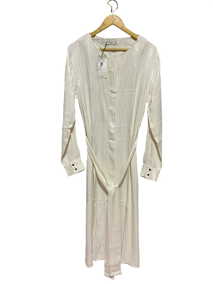 MNG |L| BUST 20| B46| WHITE STRIPED LONG SLEEVE MAXI DRESS WITH WAIST TIE