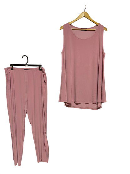 CORDELIA |XL| B46| MAUVE PINK SLEEVELESS TUNIC AND SLIT HEM JOGGERS LOUNGEWEAR CO-ORD SET