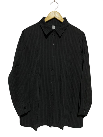 SHEIN |XL| BUST 23| B46| BLACK TEXTURED RIBBED LONG SLEEVE BUTTON DOWN SHIRT