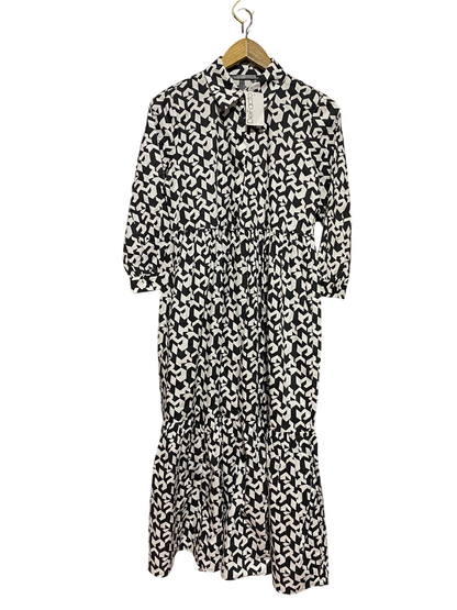 DEFACTO |L| BUST 19| B46| BLACK AND WHITE GEOMETRIC PRINT TIERED SHIRT DRESS